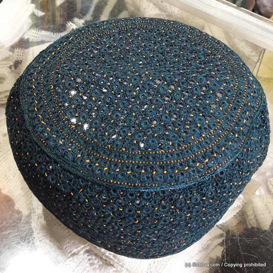 Ferozi Blue Nawabshahi Cap / Topi (Hand Made) MKC-433